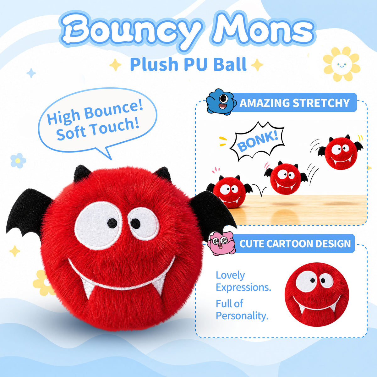 Jelliemons Bouncy Devil Bat Red 004