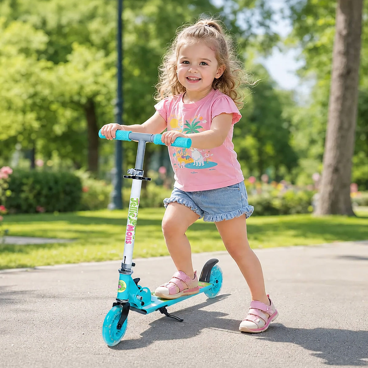 Dino Themed Kick Scooter with LED Wheels - Poe