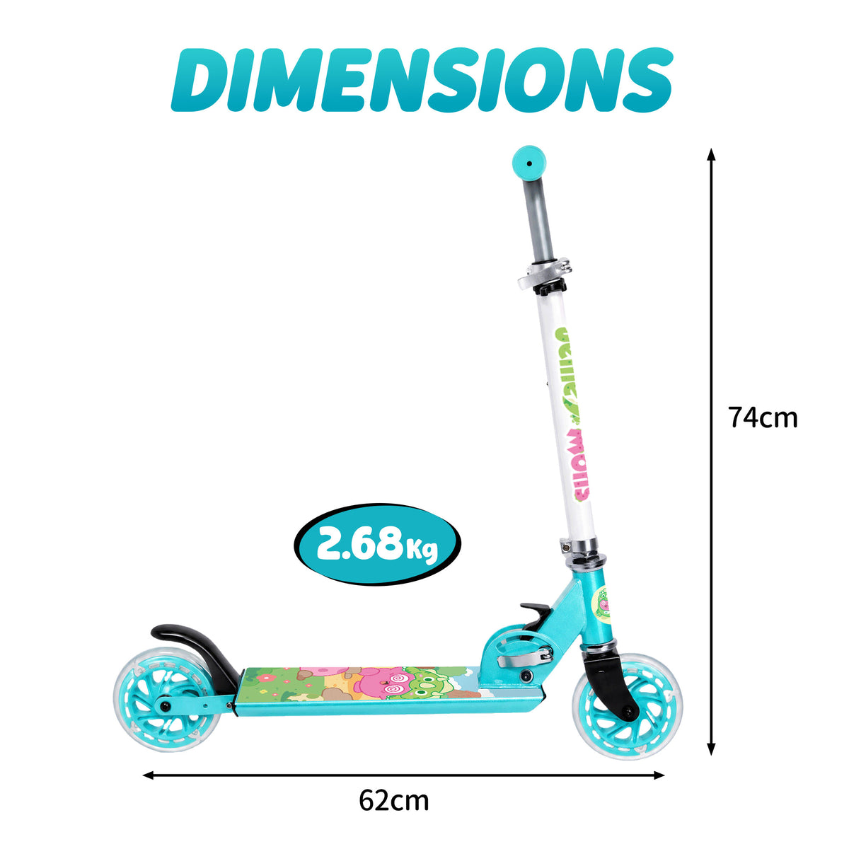 Dino Themed Kick Scooter with LED Wheels - Poe