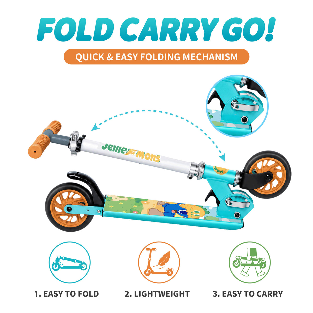 Dino Themed Kick Scooter without LED Wheels - Javi