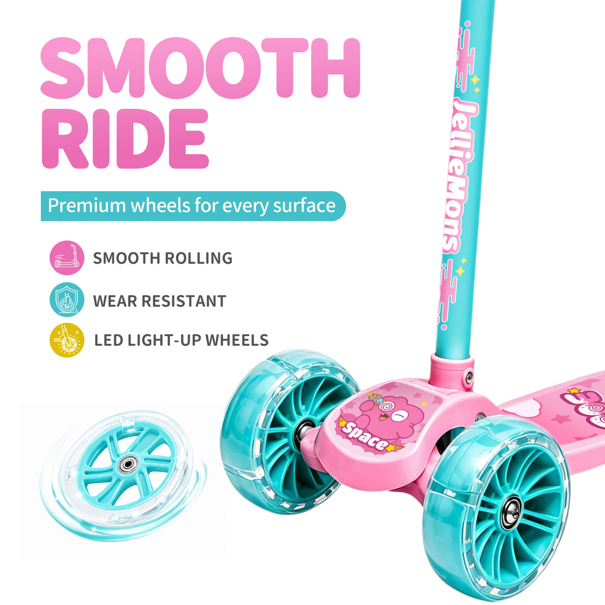 Space Themed Kick Scooters with LED Wheels - Javi