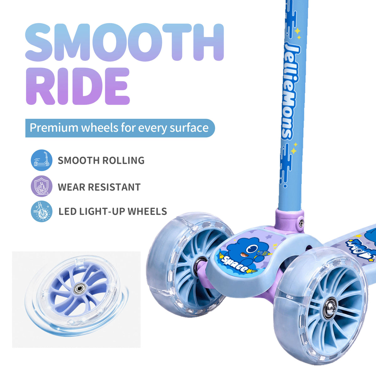 Space Themed Kick Scooters with LED Wheels - Poe